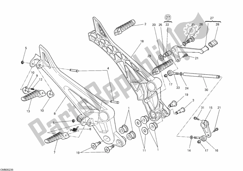Todas las partes para Reposapiés de Ducati Monster 696 ABS USA 2010